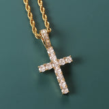 Iced Zircon Baguette Cross Chain Men's Hip hop Jewelry Silver CZ Pendant