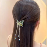 Glitter Butterfly Hair Clips Rainbow Bows Tassel
