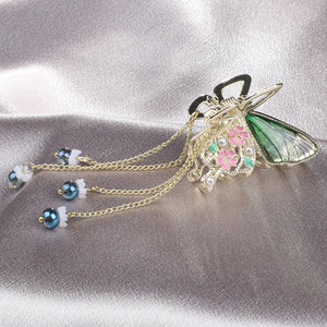 Glitter Butterfly Hair Clips Rainbow Bows Tassel