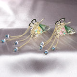 Glitter Butterfly Hair Clips Rainbow Bows Tassel