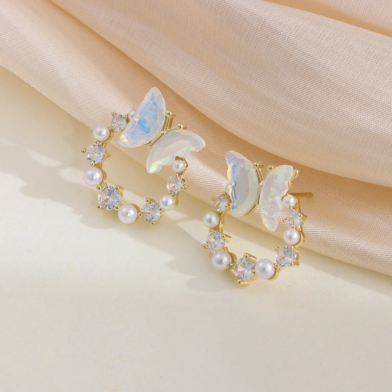 18K Plated Aurora Butterfly Earrings For Women