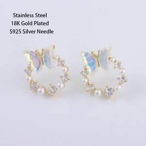 18K Plated Aurora Butterfly Earrings For Women