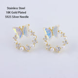 18K Plated Aurora Butterfly Earrings For Women