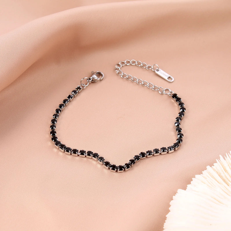 Sparkly Zircon Charm Bracelet 316L Stainless Steel