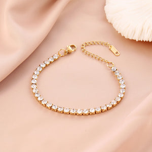 Sparkly Zircon Charm Bracelet 316L Stainless Steel