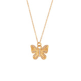 Pearl Zircon Butterfly Pendant Necklace Stainless Steel Women Jewelry