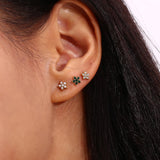 Zircon Pearl Mini Flower Stud Earrings for Women