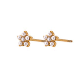 Zircon Pearl Mini Flower Stud Earrings for Women