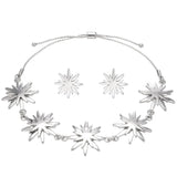Niche Women's Silver Sunflower Bracelet and Stud Earrings Set