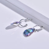 Water Drop Hoop Earrings Crystals Silver Women Wedding