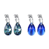 Water Drop Hoop Earrings Crystals Silver Women Wedding