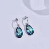 Water Drop Hoop Earrings Crystals Silver Women Wedding