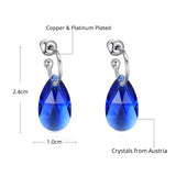 Water Drop Hoop Earrings Crystals Silver Women Wedding