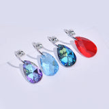 Water Drop Hoop Earrings Crystals Silver Women Wedding