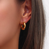 Stainless Steel Ribbon Wraped Stud Earrings