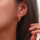 Stainless Steel Ribbon Wraped Stud Earrings