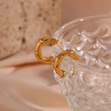 Stainless Steel Ribbon Wraped Stud Earrings