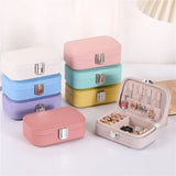 Macaron Jewelry Box for Travel Organizer Double Layer PU Leather Snap Button