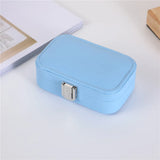 Macaron Jewelry Box for Travel Organizer Double Layer PU Leather Snap Button