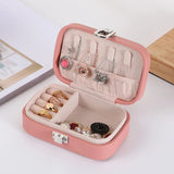 Macaron Jewelry Box for Travel Organizer Double Layer PU Leather Snap Button