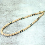 Men's Natural Wood Necklace Vintage Stone Choker 19 Inches