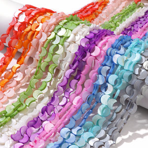 Natural Dyed Shell Beads Moon Shape for DIY Necklace Bracelet