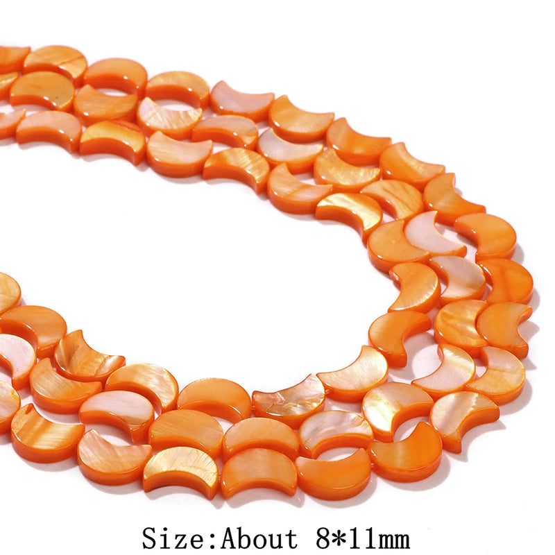 Natural Dyed Shell Beads Moon Shape for DIY Necklace Bracelet