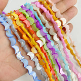 Natural Dyed Shell Beads Moon Shape for DIY Necklace Bracelet