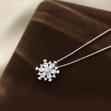 925 Silver Snowflake Diamond Pendant Necklace for Girls - Christmas Gift