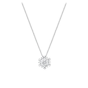 925 Silver Snowflake Diamond Pendant Necklace for Girls - Christmas Gift