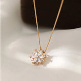 925 Silver Snowflake Diamond Pendant Necklace for Girls - Christmas Gift