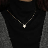 925 Silver Snowflake Diamond Pendant Necklace for Girls - Christmas Gift