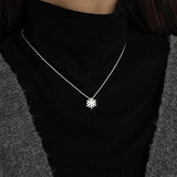 925 Silver Snowflake Diamond Pendant Necklace for Girls - Christmas Gift