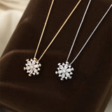 925 Silver Snowflake Diamond Pendant Necklace for Girls - Christmas Gift