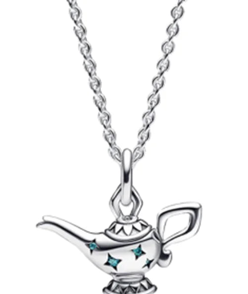 925 Silver Snowflake Aladdin's Lamp Pendant Necklace