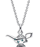925 Silver Snowflake Aladdin's Lamp Pendant Necklace