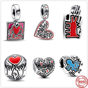 Running Heart People Charm for 925 Silver Bracelet DIY Jewelry