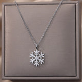 Snowflake Pendant Necklace Stainless Steel Silver Snow Chains Wedding Jewelry