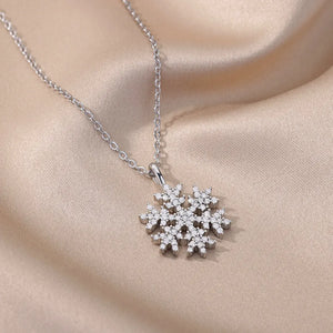 Snowflake Pendant Necklace Stainless Steel Silver Snow Chains Wedding Jewelry