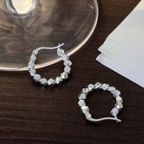 925 Silver Geometric Hoop Earrings Women's Fine Jewelry Gift