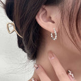 925 Silver Geometric Hoop Earrings Women's Fine Jewelry Gift