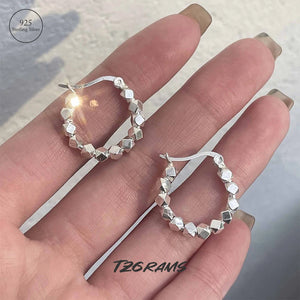 925 Silver Geometric Hoop Earrings Women's Fine Jewelry Gift