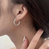 925 Silver Geometric Hoop Earrings Women's Fine Jewelry Gift