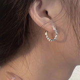 925 Silver Geometric Hoop Earrings Women's Fine Jewelry Gift