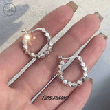 925 Silver Geometric Hoop Earrings Women's Fine Jewelry Gift