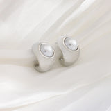 18K Plated Pearl Earrings Women's Stud Jewelry