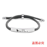 Stainless Steel Zodiac Bracelet Gray Rope