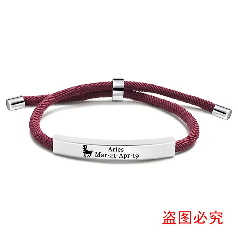 Stainless Steel Constellation Bracelet Red Rope Christmas