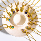 Vintage Angel Zircon Necklace for Women Stainless Steel Choker