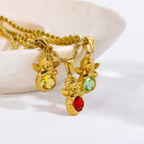 Vintage Angel Zircon Necklace for Women Stainless Steel Choker